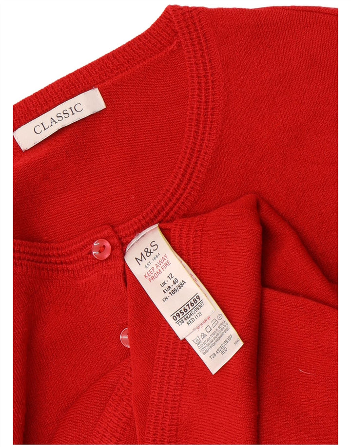 Marks & Spencer Damski sweter rozpinany o klasycznym kroju UK 12, średni czerwony