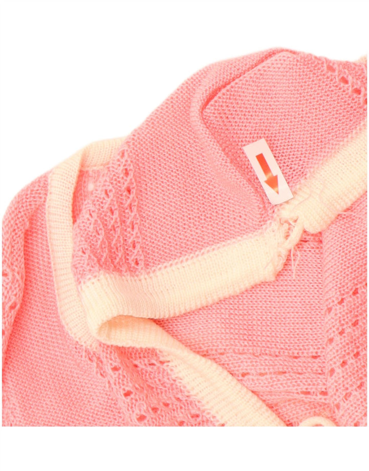 Sweter damski w stylu vintage z dekoltem w kształcie litery V, UK 14, średni róż