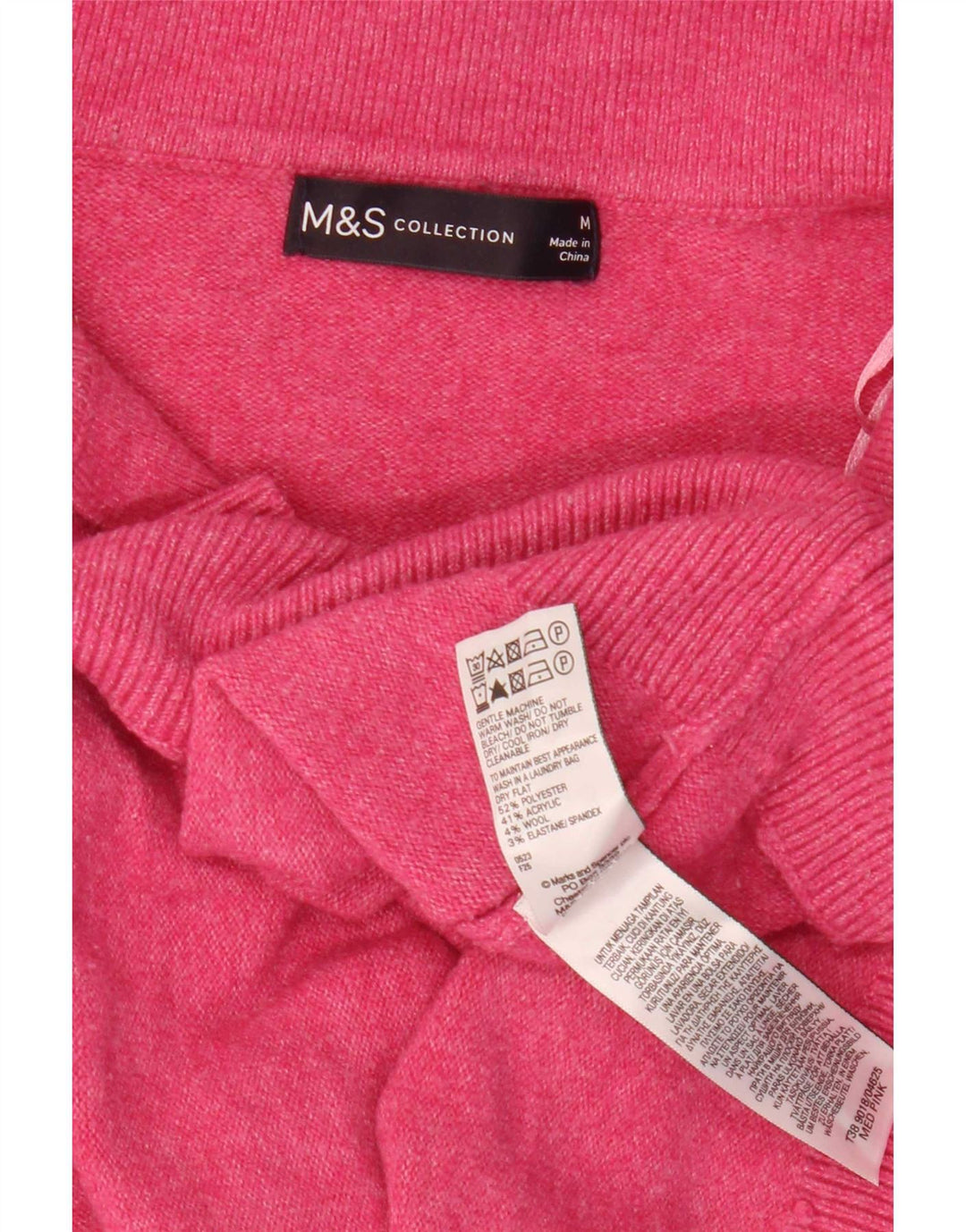 Damski sweter polo Marks & Spencer UK 14, średni różowy poliester
