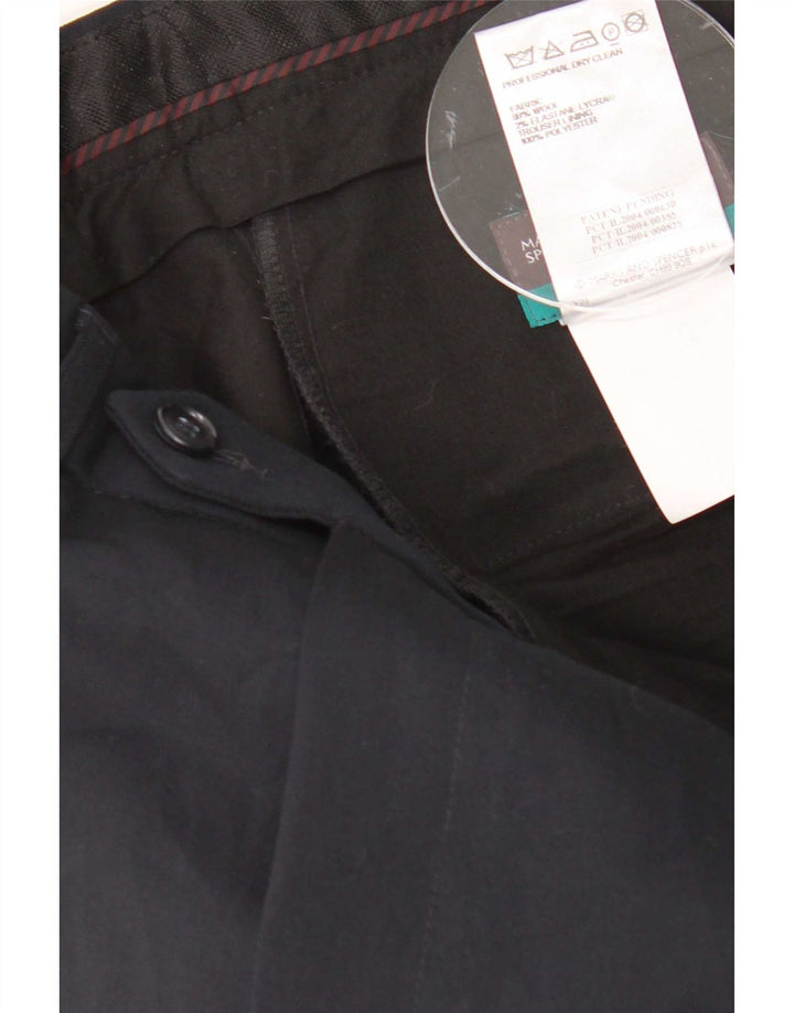 Damskie spodnie garniturowe Marks & Spencer W32 L33 Granatowo-wełniane