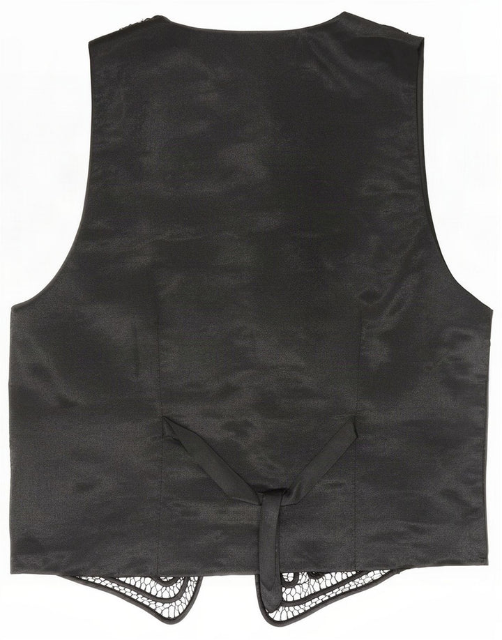 Kamizelka damska Vintage w abstrakcyjnym wzorze UK 12 Medium Black