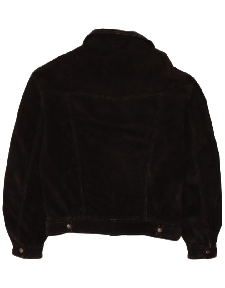 Vintage męska zamszowa kurtka bomber IT 50 duża czarna skóra