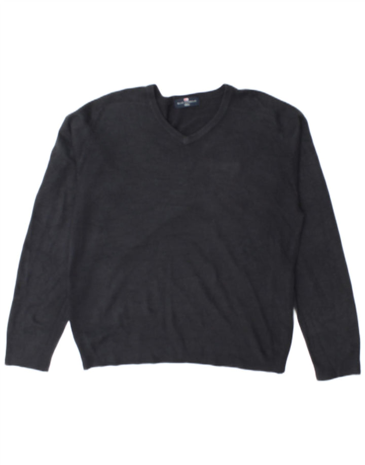 Męski sweter Marks & Spencer Blue Harbor z dekoltem w kształcie litery V, mały, granatowy