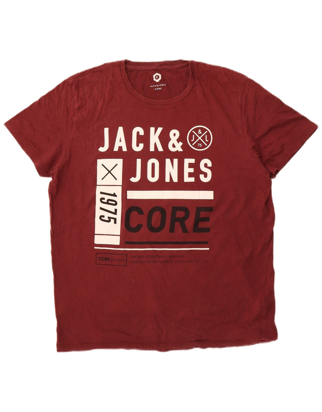 Męski T-shirt z grafiką Jack & Jones, XL, bordowa, bawełniana