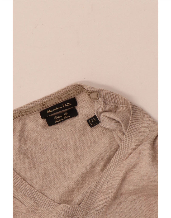Męski sweter Massimo Dutti z dekoltem w kształcie litery V, duży, beżowy, bawełniany