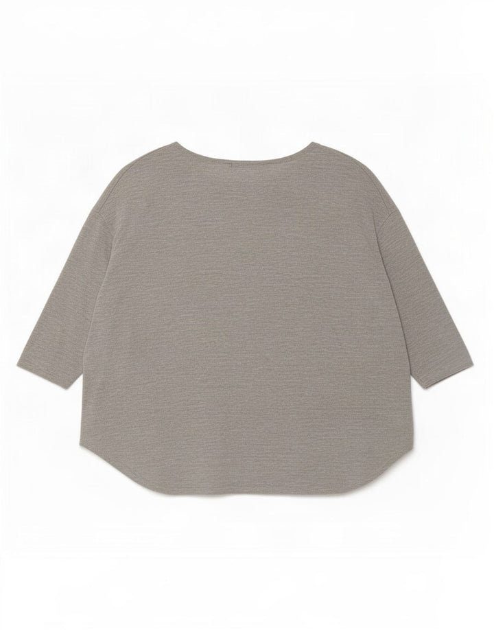 Topshop damski top oversize z rękawem 3/4 UK 12, średnioszara wiskoza