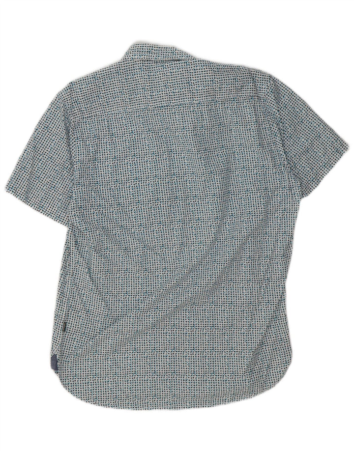 Camel Active Męska koszula slim fit z krótkim rękawem, duża, niebieska bawełna w cętki