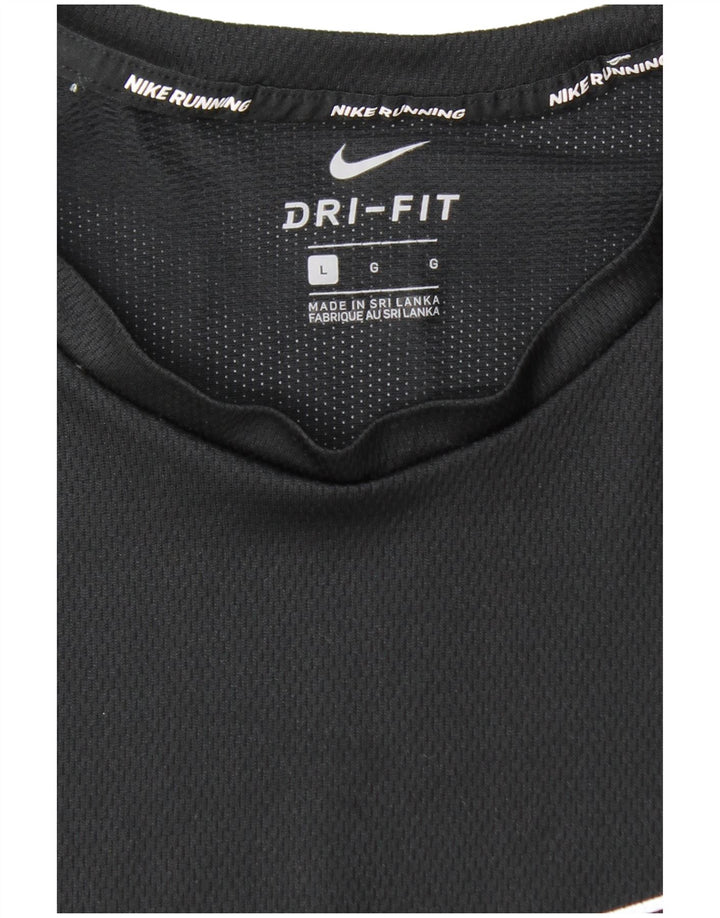 NIKE Mens Dri Fit Graphic T-Shirt Top Large Black Polyester