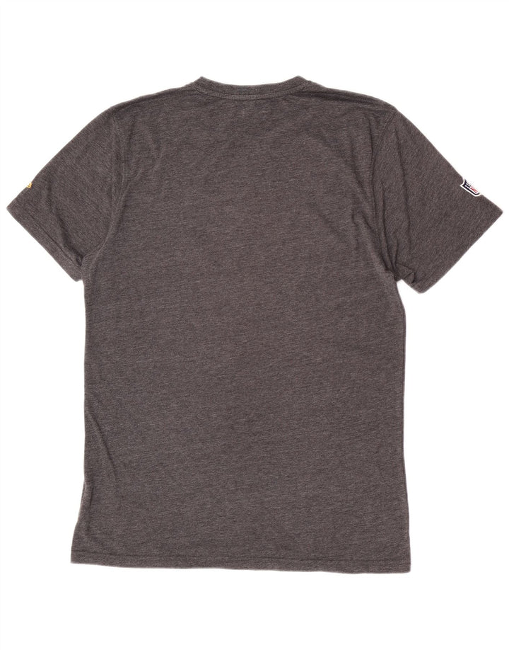 Męski T-shirt z grafiką New Era, duży, szary, bawełniany
