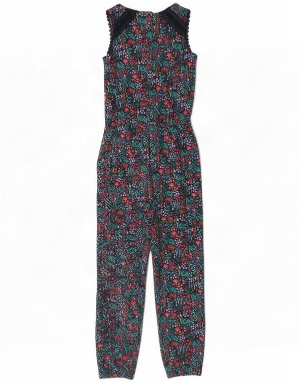 Fat Face Girls Sleeveless Jumpsuit 10-11 Years Navy Blue Floral Viscose