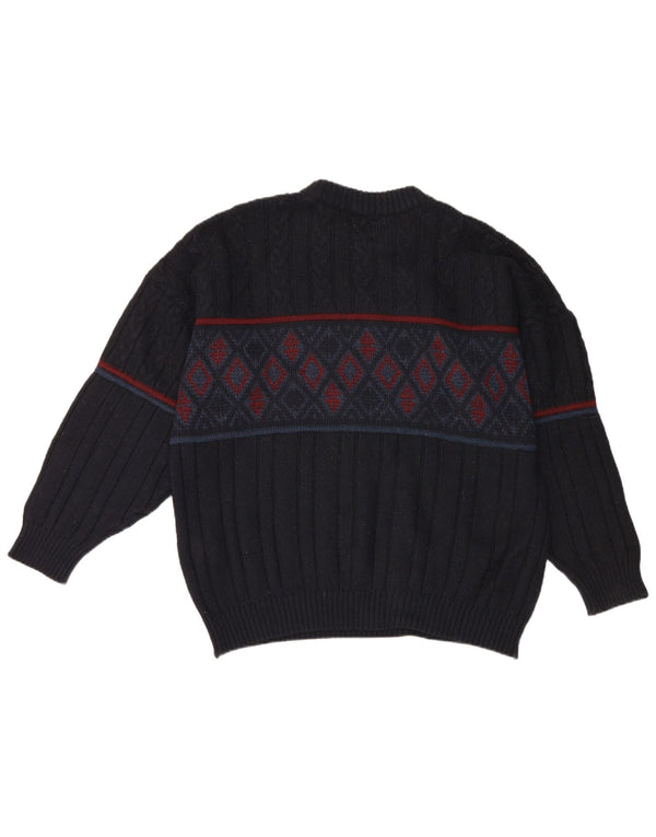 Sweter męski St Michael z okrągłym dekoltem UK 46 2XL Granatowy Argyle/Diament