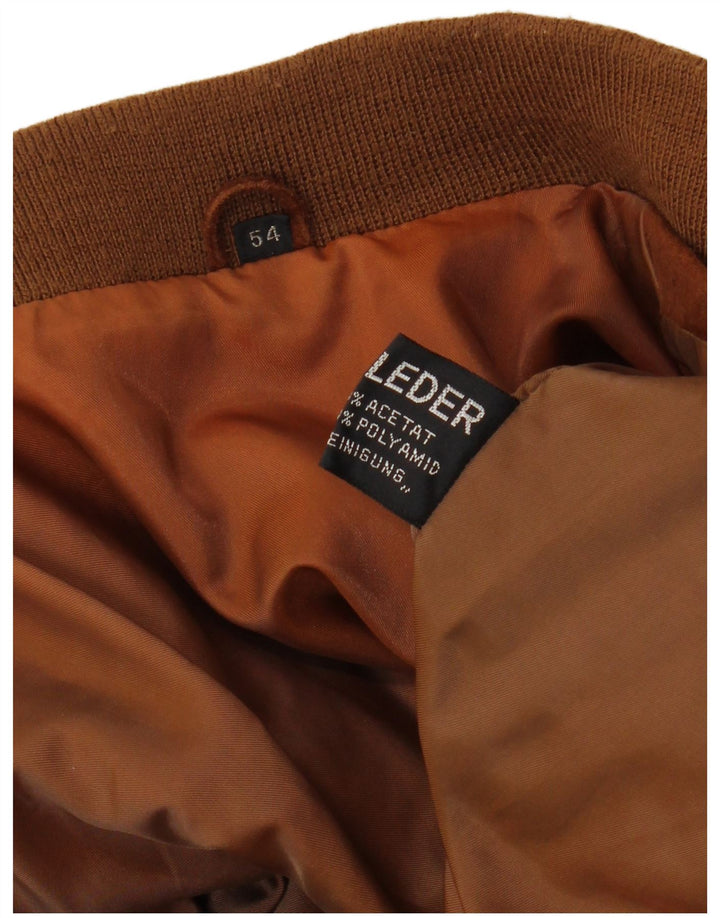 Vintage męska zamszowa kurtka EU 54 2XL brązowa skóra