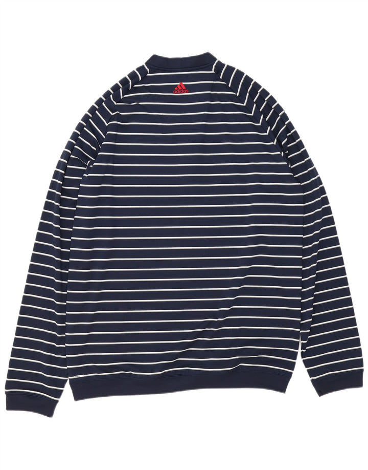 Adidas Męska bluza Climalite Jumper, duża, granatowa, poliestrowa w paski