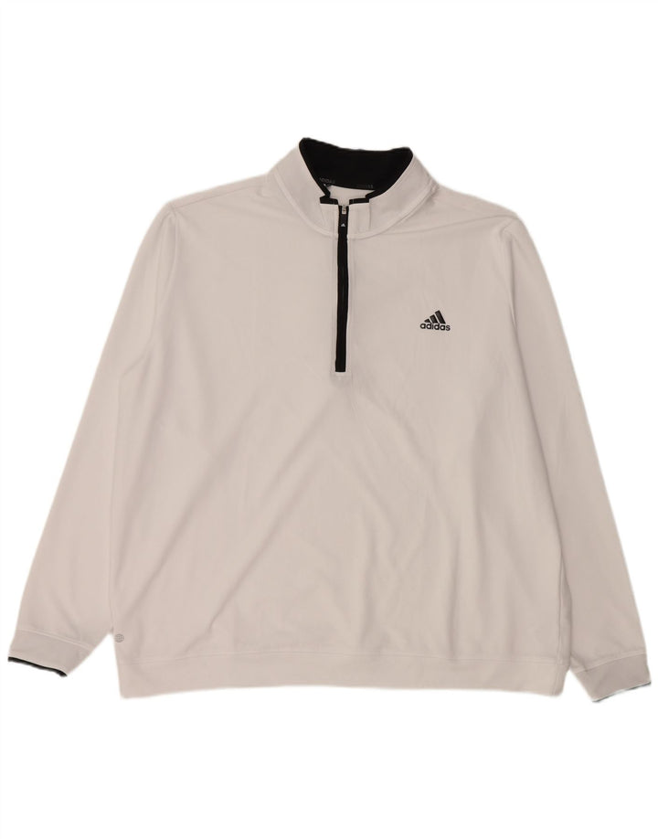 Męski sweter ADIDAS z zamkiem błyskawicznym, 2XL, biały poliester