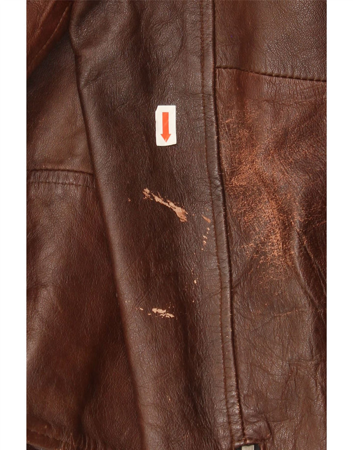 Męska skórzana kurtka motocyklowa Jack & Jones UK 40, duża brązowa skóra