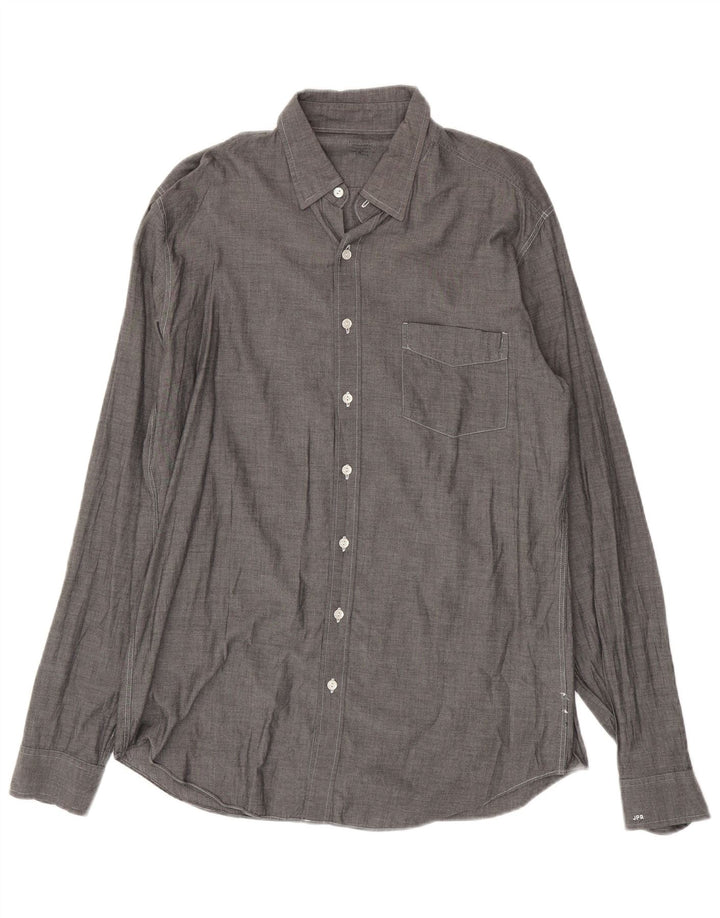 J. CREW Mens Tall Shirt Large Grey Cotton