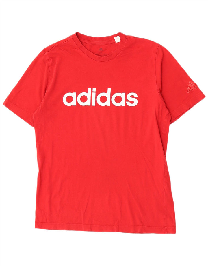 Męska koszulka z grafiką Adidas, mała, czerwona, bawełniana
