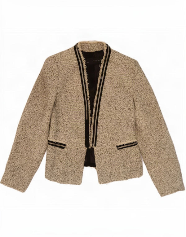 Damska oversize'owa marynarka Zara Otwarta marynarka UK 10 Small Beige Flecked