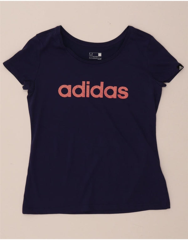 Damska koszulka ADIDAS Climalite Graphic Top UK 12/14 Średni granat