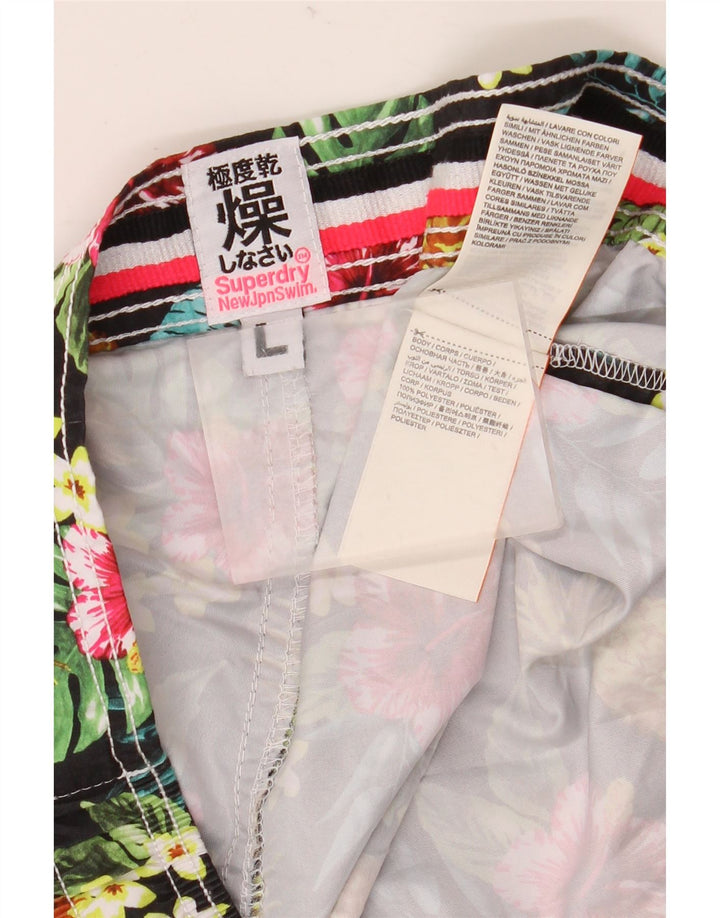 Damskie spodenki kąpielowe Superdry UK 16, duży, wielobarwny, kwiatowy poliester