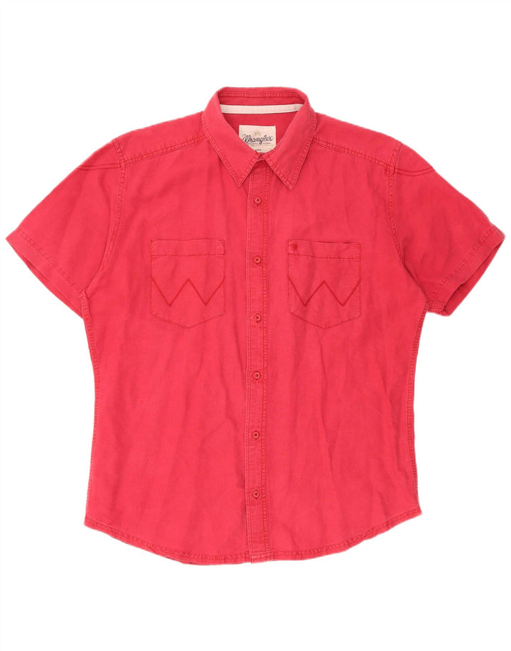 Koszula męska z krótkim rękawem Wrangler XL, różowa, lniana