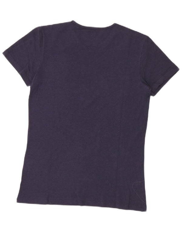 T-shirt damski Fila Top UK 14, duży, granatowy, bawełniany w bloki kolorów