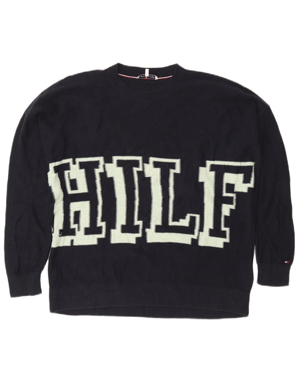 Sweter damski Tommy Hilfiger z dekoltem w łódkę, UK 10, mały, granatowy