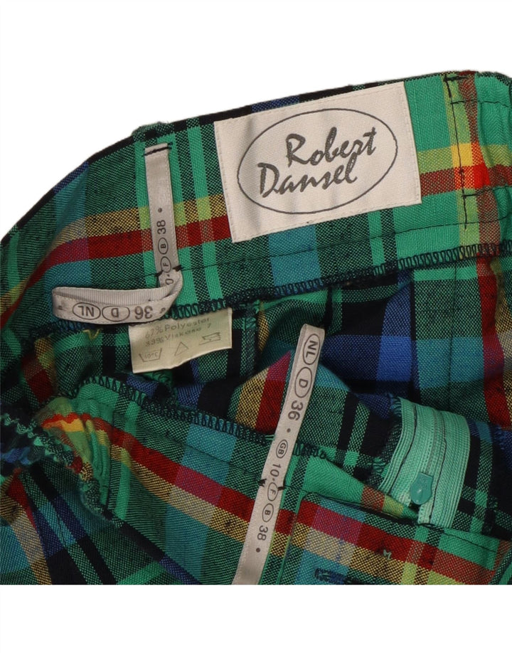 Damskie bermudy z wysokim stanem VINTAGE UK 10 Small W24 w zieloną kratkę