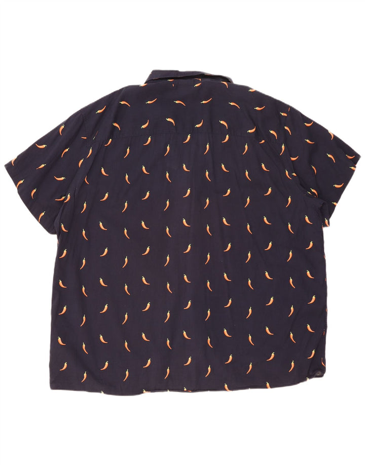 Męska koszula z krótkim rękawem Jack & Jones w abstrakcyjny wzór, 2XL, granatowa, bawełniana
