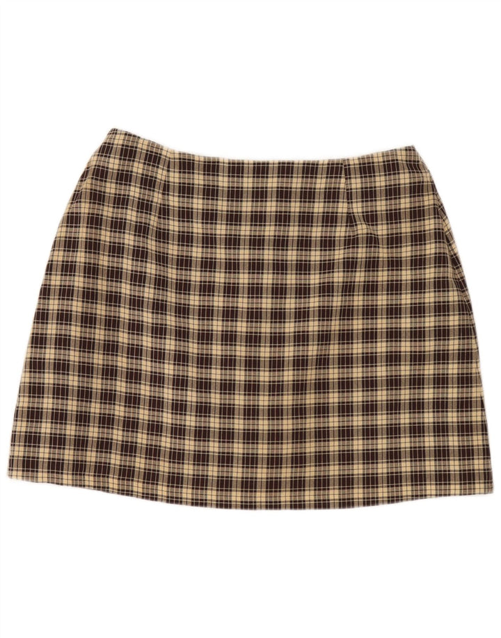Dorothy Perkins Damska mini spódniczka UK 16 duża W32 brązowa kratka poliester