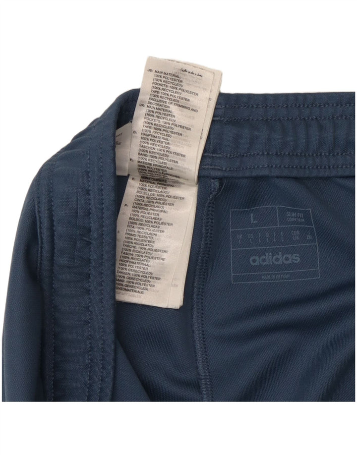 Męskie spodnie dresowe Adidas Slim Fit, duże, niebieskie, z poliestru