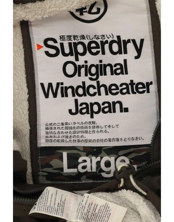 Męska wiatrówka z kapturem Superdry UK 40, duża, khaki