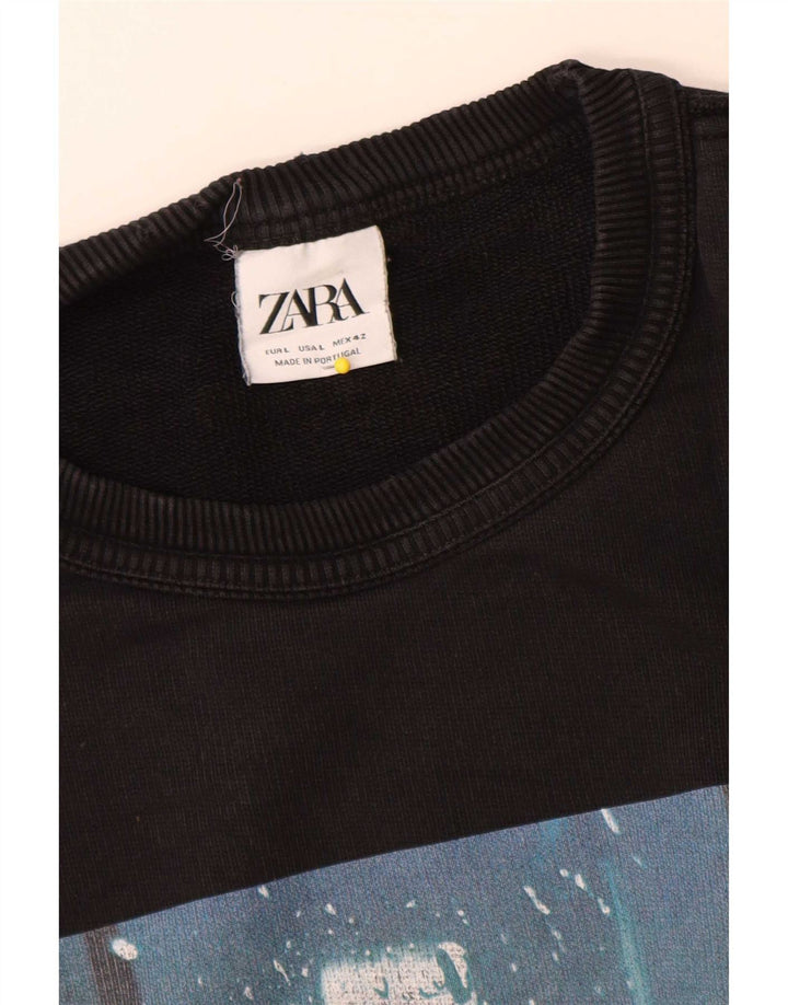 Męska bluza z grafiką Zara, duża, czarna, bawełniana