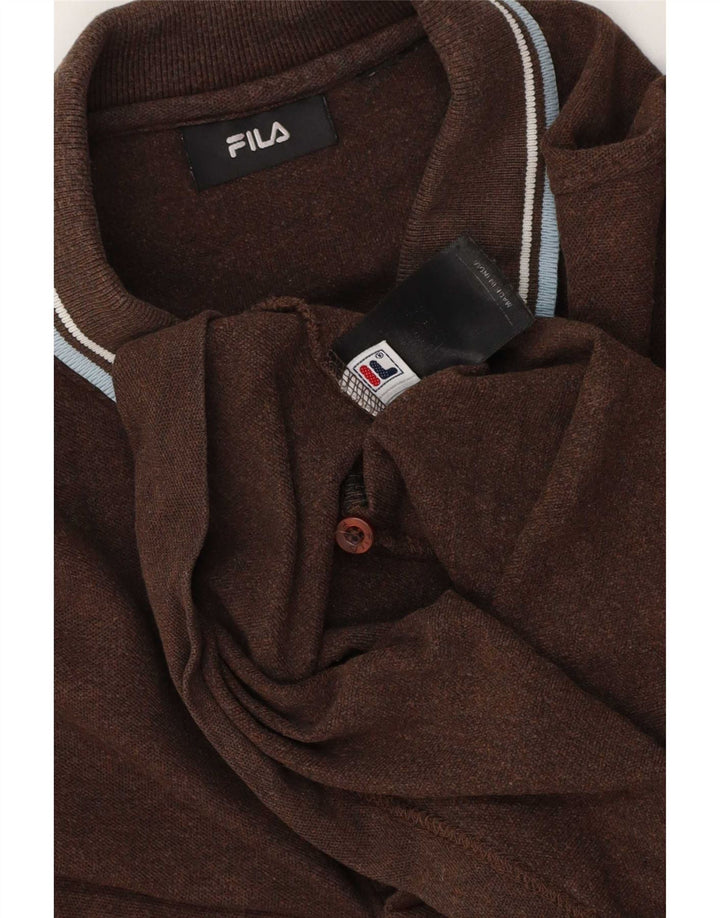 Męska koszulka polo Fila, duża, brązowa, bawełniana