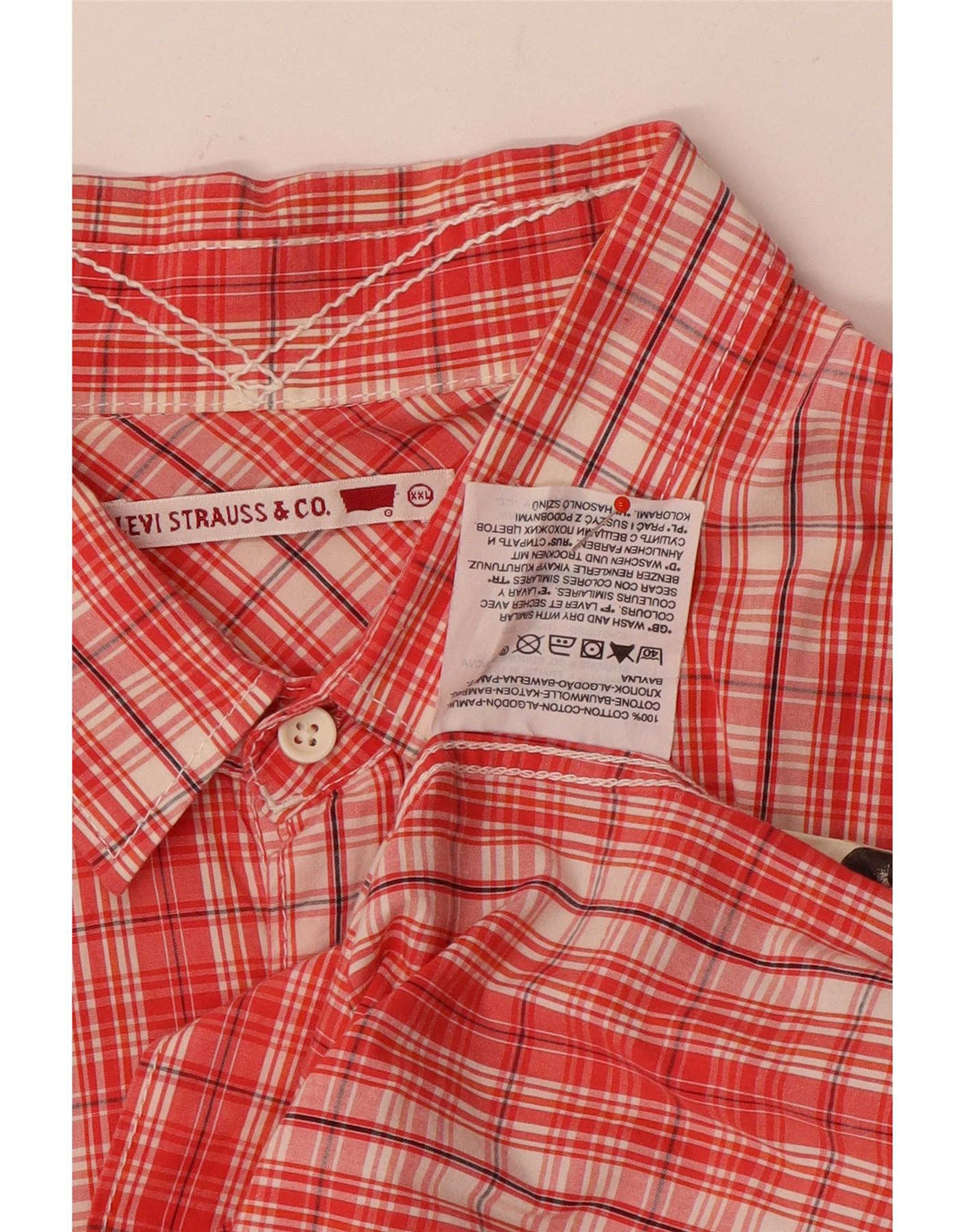 Męska koszula z krótkim rękawem Levi's Denizen 2XL, bawełniana w czerwoną kratę