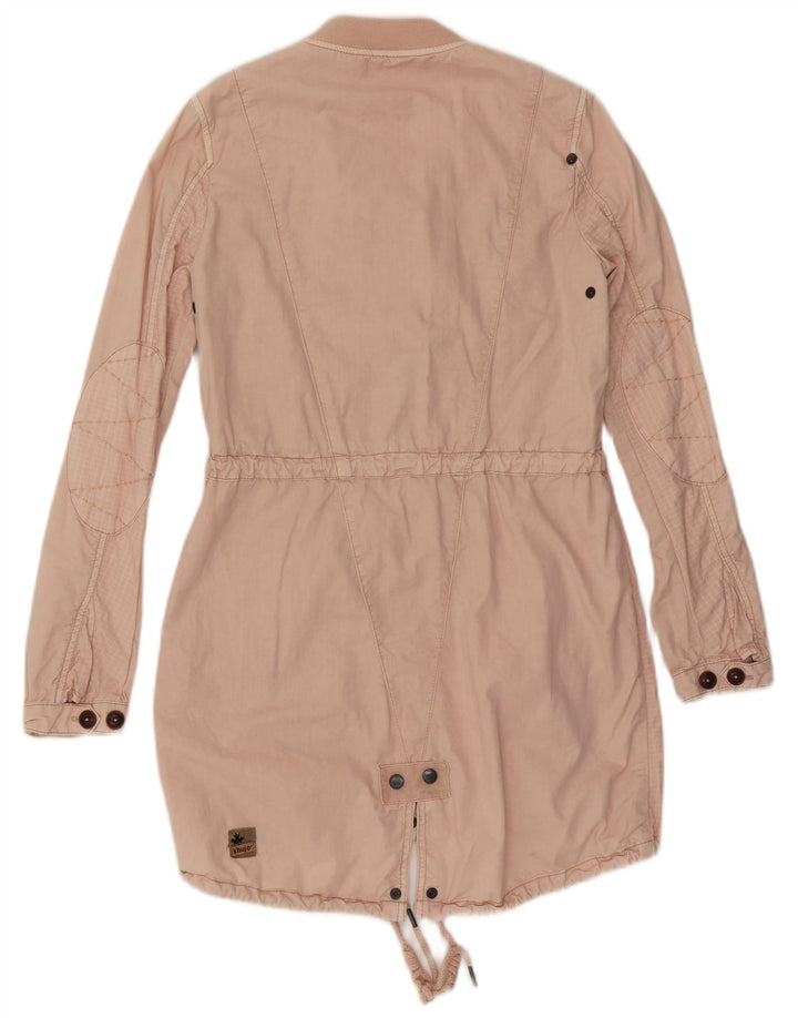 KHUJO Damska kurtka parka UK 10, mała, różowa, bawełniana krata