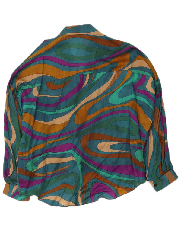 Damska bluzka koszulowa w stylu vintage UK 18 XL Wielobarwna geometryczna wiskoza