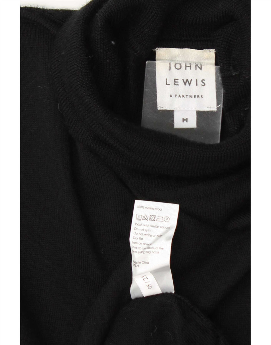 Męski sweter z golfem John Lewis, średnia czarna wełna