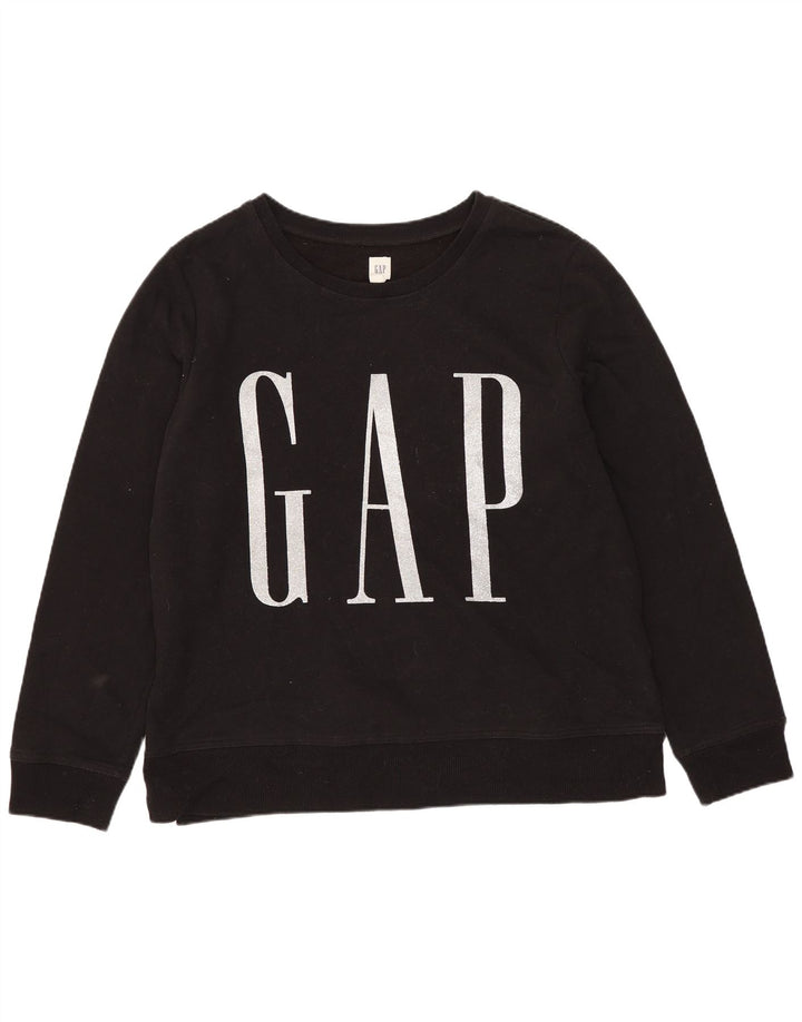 Damski sweter z grafiką GAP UK 16, duży, czarny, bawełniany