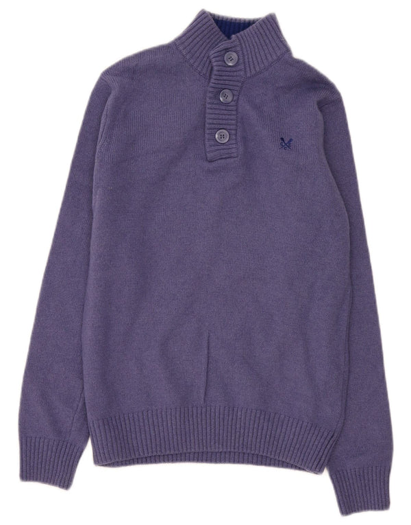 Crew Clothing Męski sweter zapinany na guziki XS Fioletowa wełna owcza