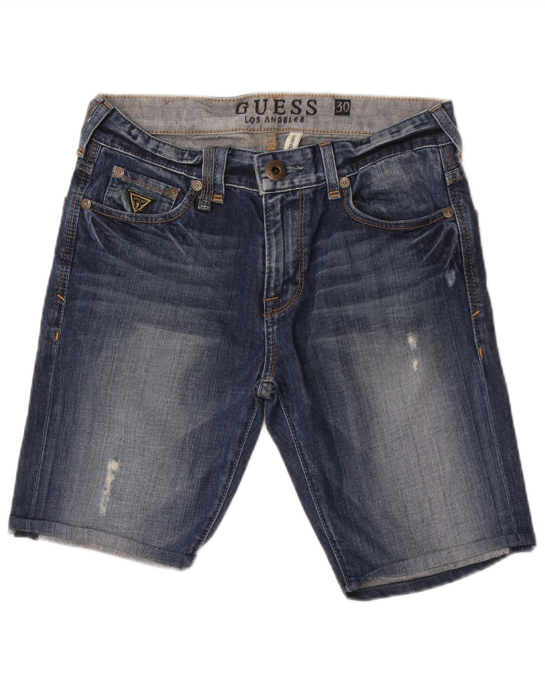 Guess Damskie spodenki jeansowe Lincoln Slim W30 Średnioniebieskie, bawełniane