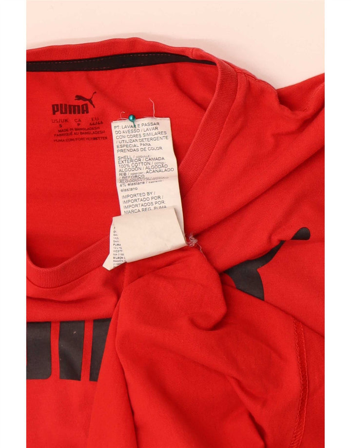 Męski T-shirt z grafiką Puma, mały, czerwony, bawełniany