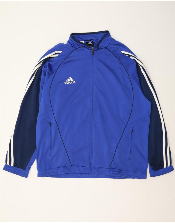 Adidas Męska bluza dresowa UK 44/46 Duży niebieski poliester z blokami kolorów