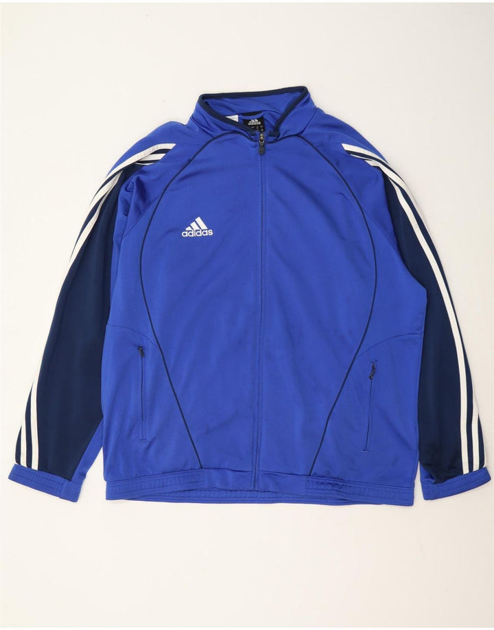 Adidas Męska bluza dresowa UK 44/46 Duży niebieski poliester z blokami kolorów