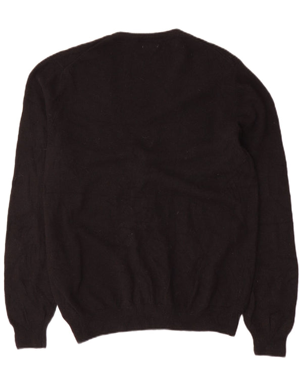 BENETTON Damski sweter rozpinany UK 18 XL, czarna wełna merynosowa