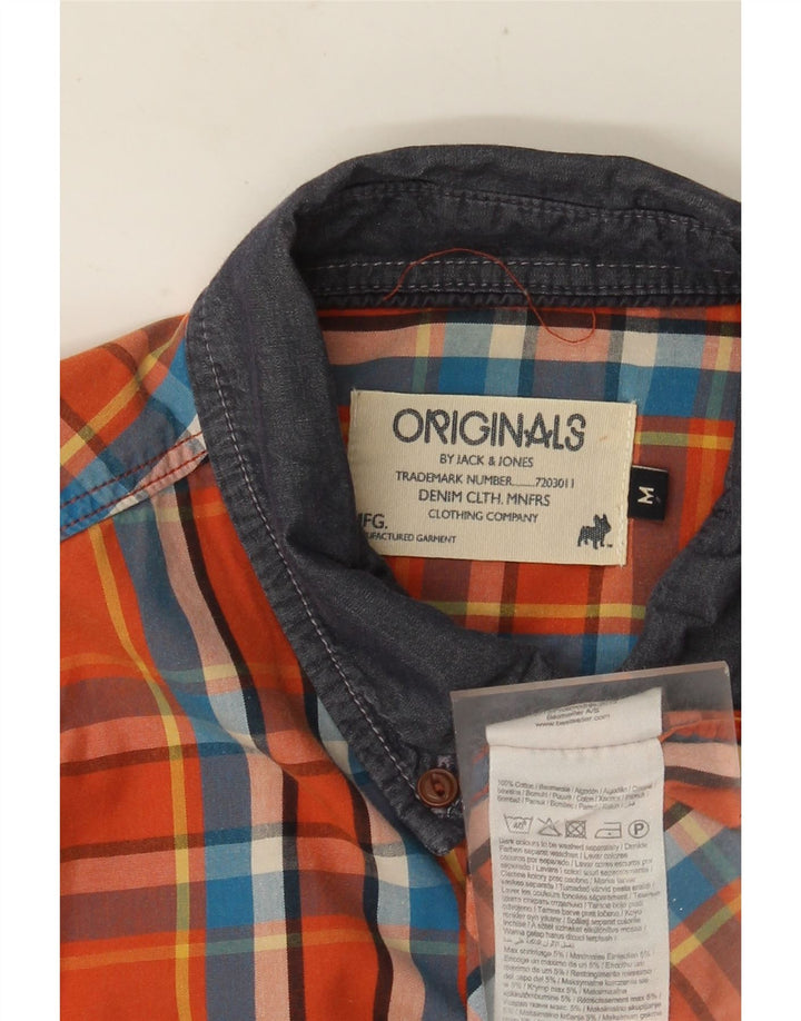 Koszula męska JACK & JONES, bawełniana, w średnią pomarańczową kratkę