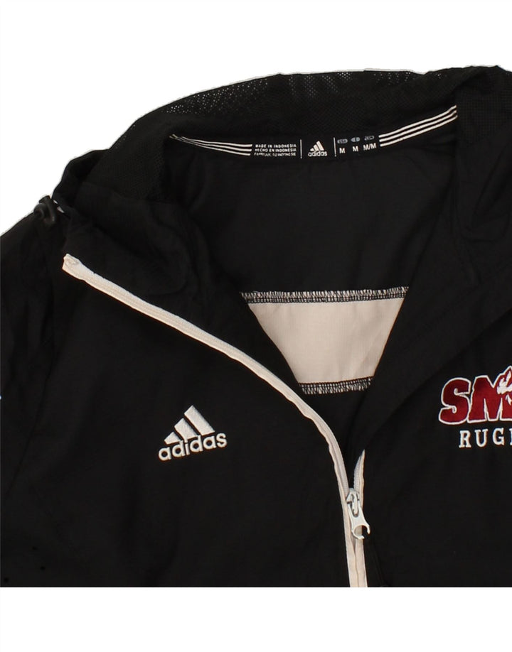 ADIDAS Mens Hooded Rain Jacket UK 38 Medium Black Colourblock Polyester Vintage Adidas and Second-Hand Adidas from Messina Hembry 