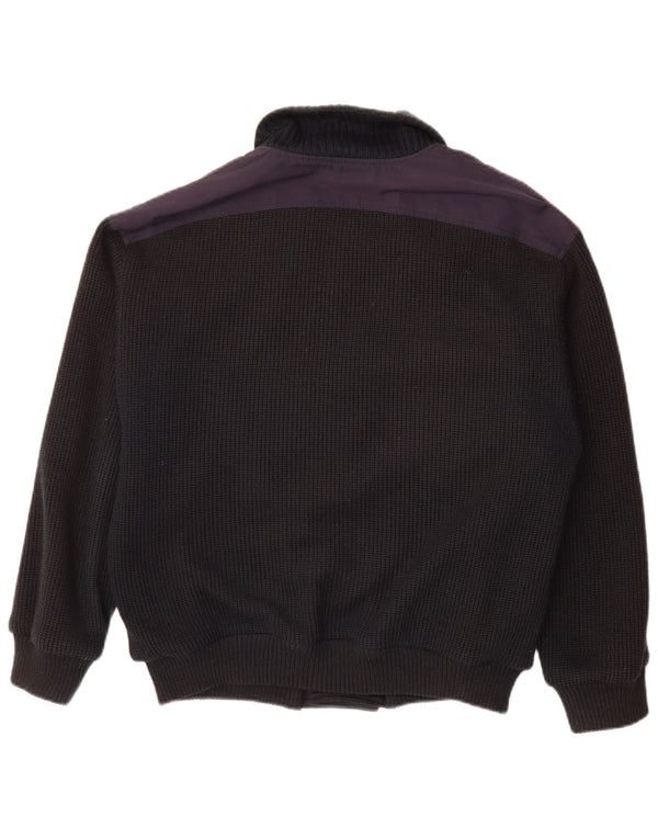 Vintage męski sweter rozpinany z podwójnymi piersiami IT 48 średni granatowy