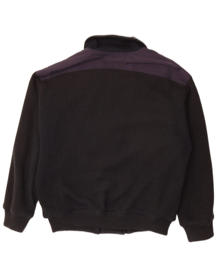 Vintage męski sweter rozpinany z podwójnymi piersiami IT 48 średni granatowy