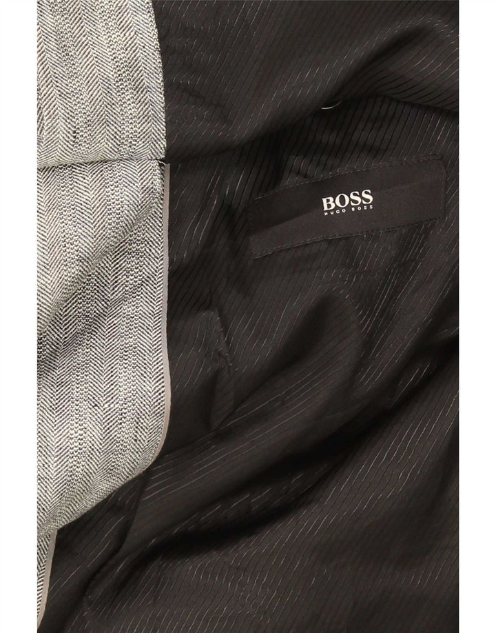Męska marynarka zapinana na 2 guziki Hugo Boss EU 62 6XL Szara lniana